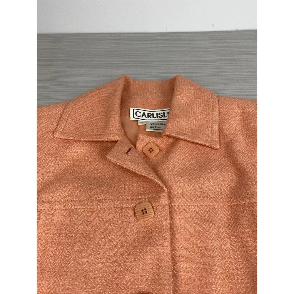 Carlisle 100% Silk Jacket Blazer Lightweight Classic Peach‎ Timeless Size 10
